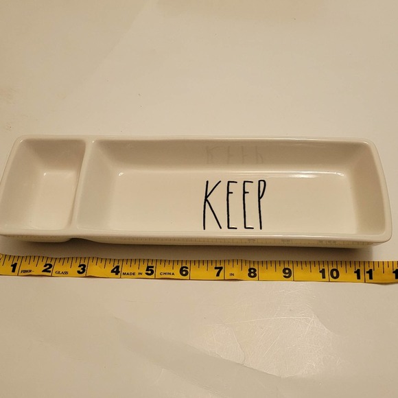 Rae Dunn KEEP Tray Long Letters Farmhouse Style 2 Compartment - Picture 6 of 7